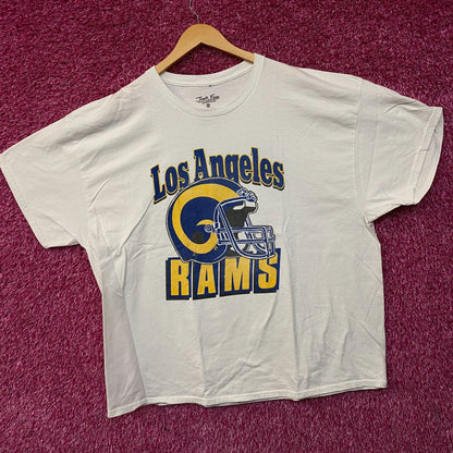 Junk Food Clothing NFL Los Angeles Rams Throwback Helmet Retro Style T-Shirt 2XL