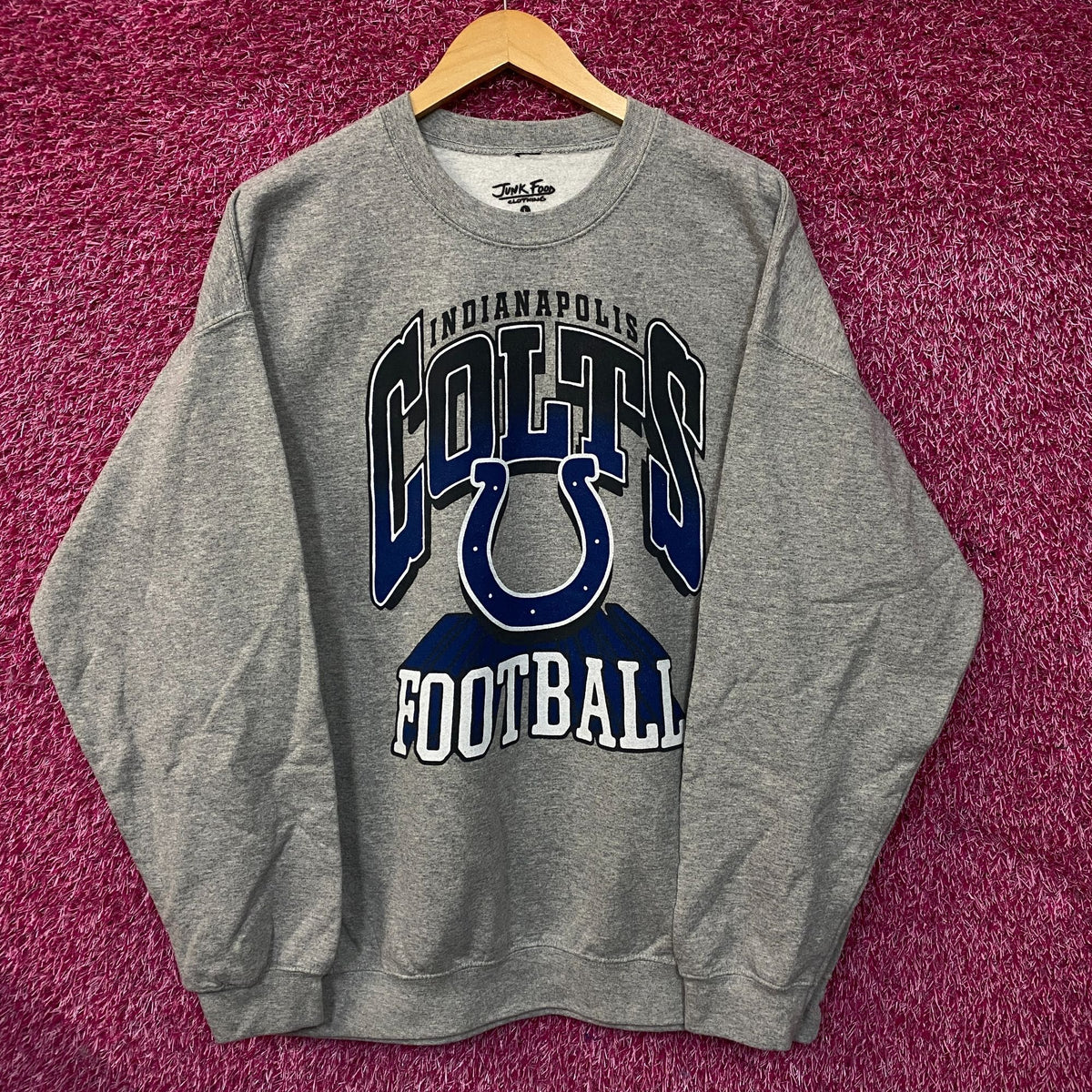 Junk Food Clothing Indianapolis Colts Heathered Gray Classic Crew Pullover Sweatshirt Large