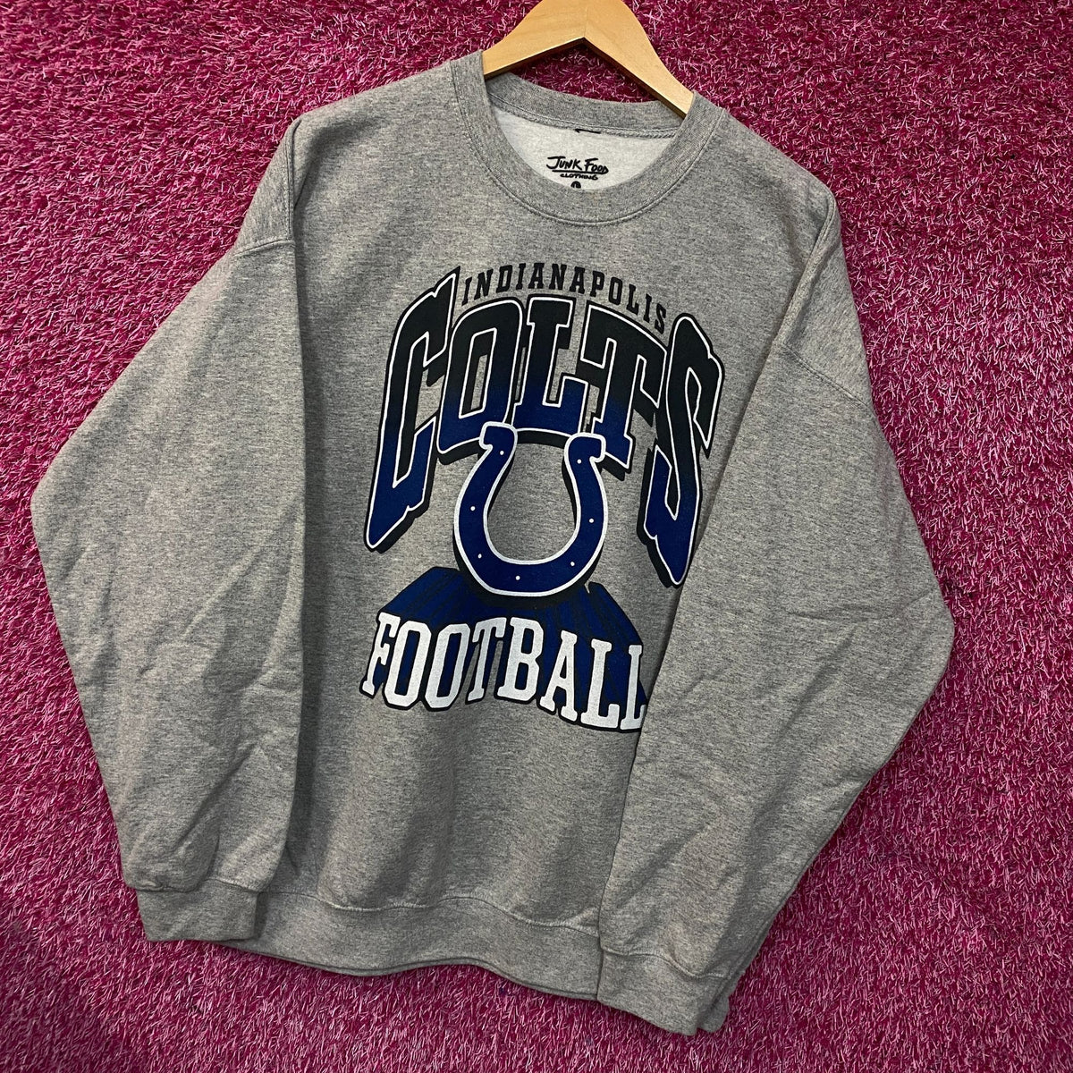 Junk Food Clothing Indianapolis Colts Heathered Gray Classic Crew Pullover Sweatshirt Large