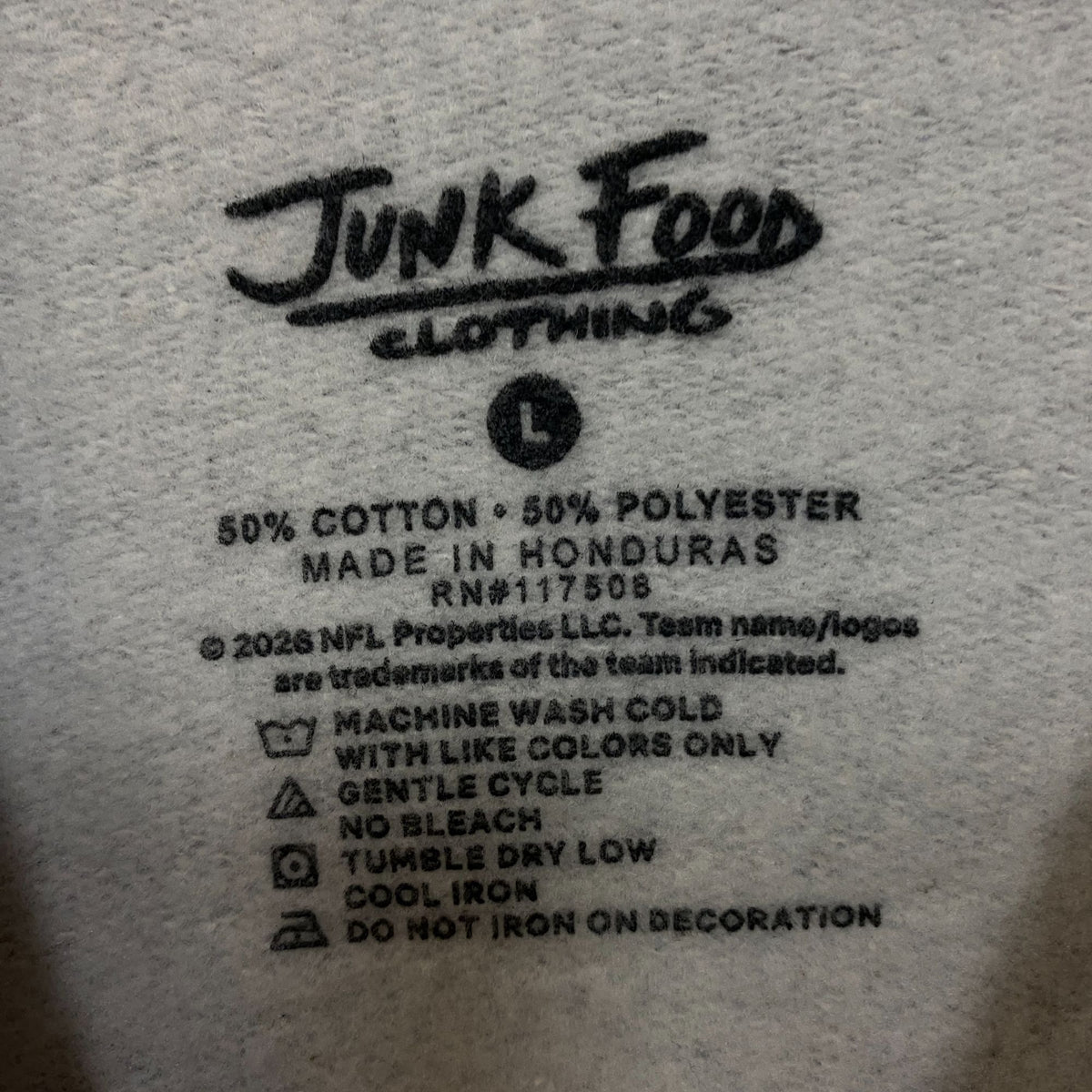 Junk Food Clothing Indianapolis Colts Heathered Gray Classic Crew Pullover Sweatshirt Large