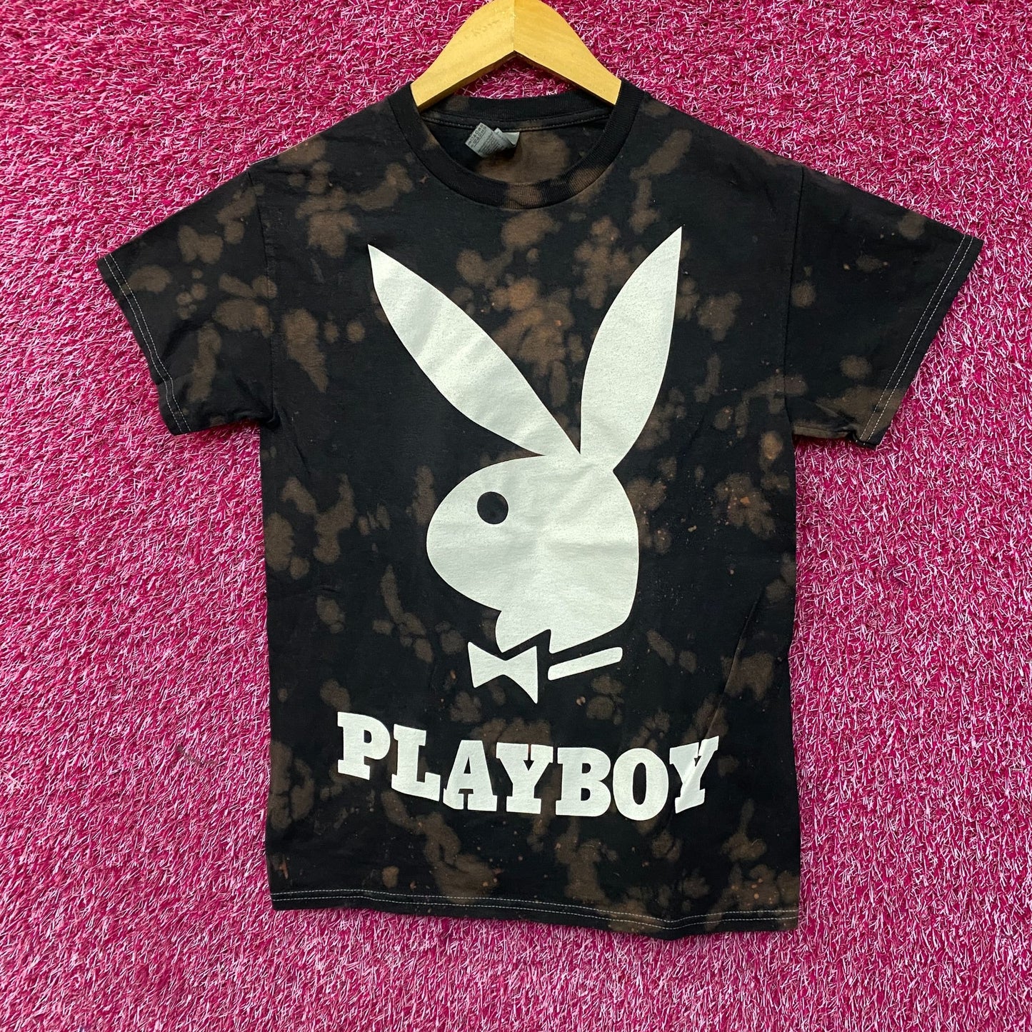 Playboy Bleach Tie-Dye Graphic T-Shirt Small