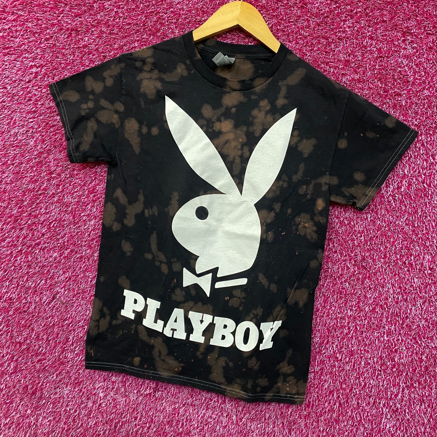 Playboy Bleach Tie-Dye Graphic T-Shirt Small