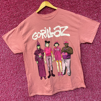 Gorillaz Cracker Island Standing Group Pink T-Shirt Large