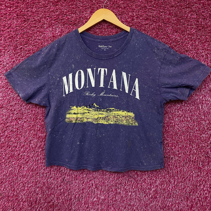 Rebellious One Montana Rocky Mountains Graphic Crop T-shirt Medium