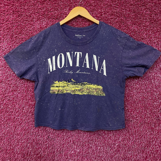 Rebellious One Montana Rocky Mountains Graphic Crop T-shirt Medium