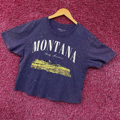 Rebellious One Montana Rocky Mountains Graphic Crop T-shirt Medium