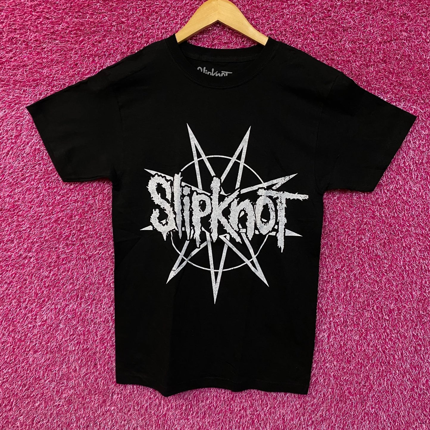 Slipknot Spell-Out & Pentagram Logo Heavy Metal Band Tee S