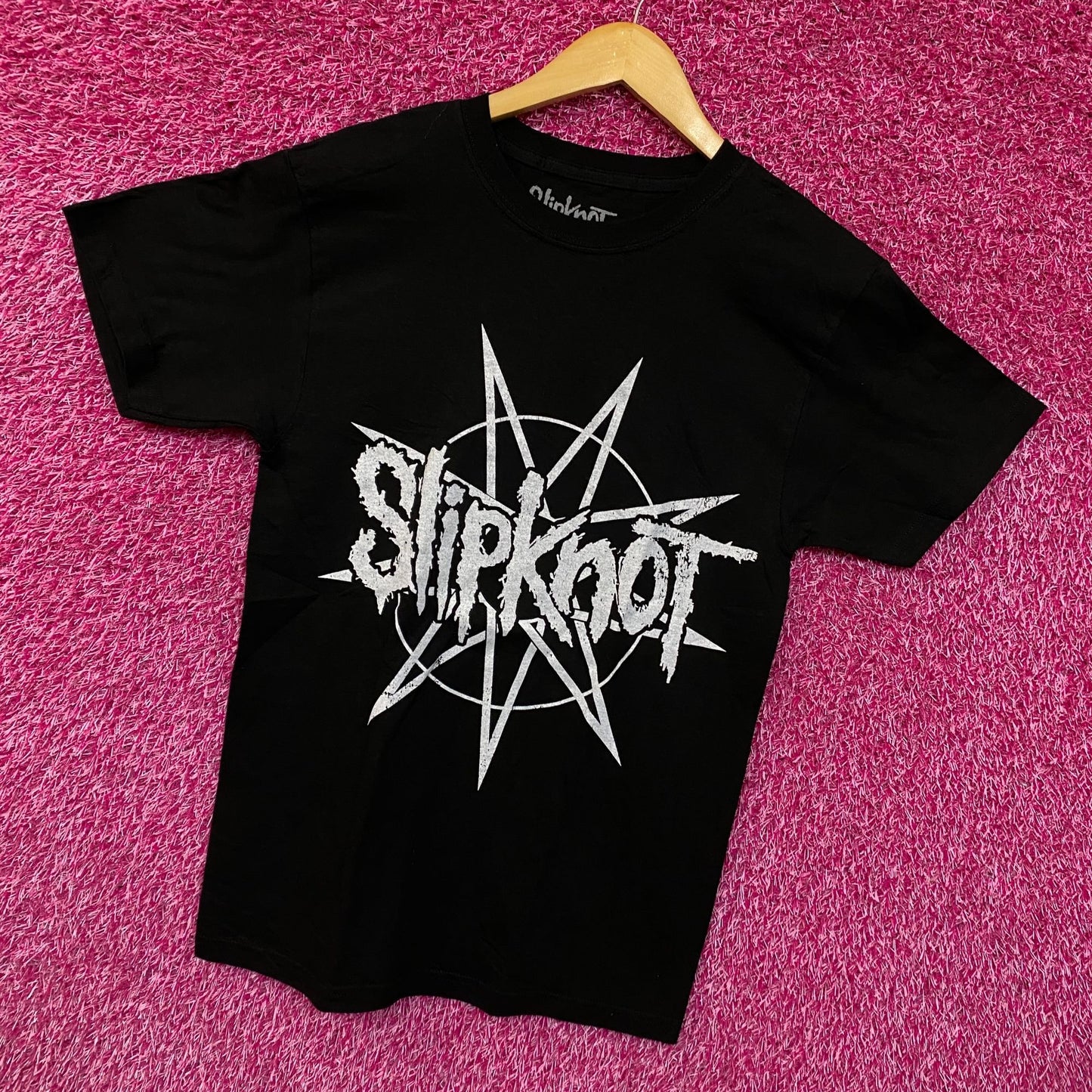 Slipknot Spell-Out & Pentagram Logo Heavy Metal Band Tee S