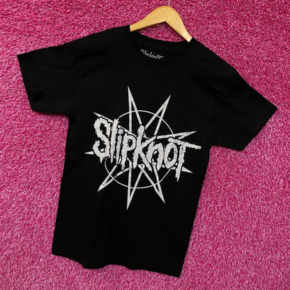Slipknot Spell-Out & Pentagram Logo Heavy Metal Band Tee S
