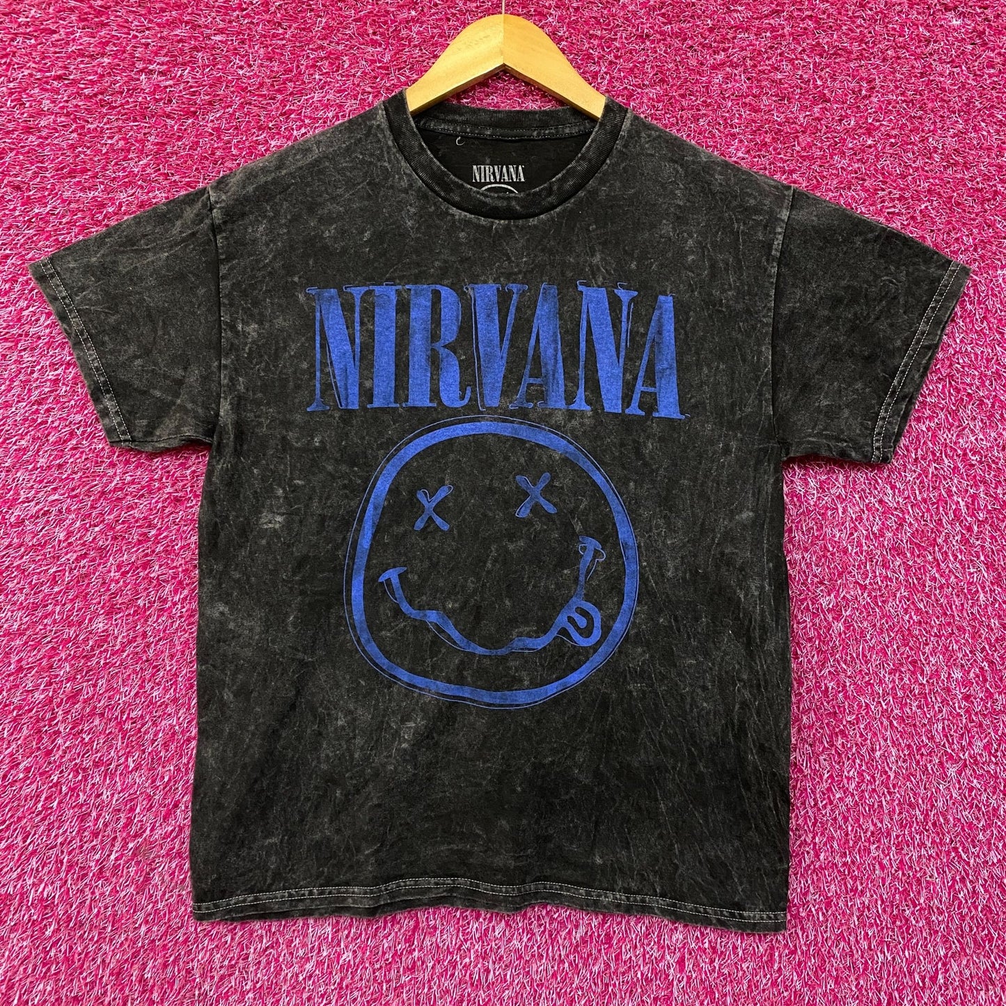 Nirvana Nevermind Album Dead Smiley Grunge Mineral Wash T-Shirt Medium