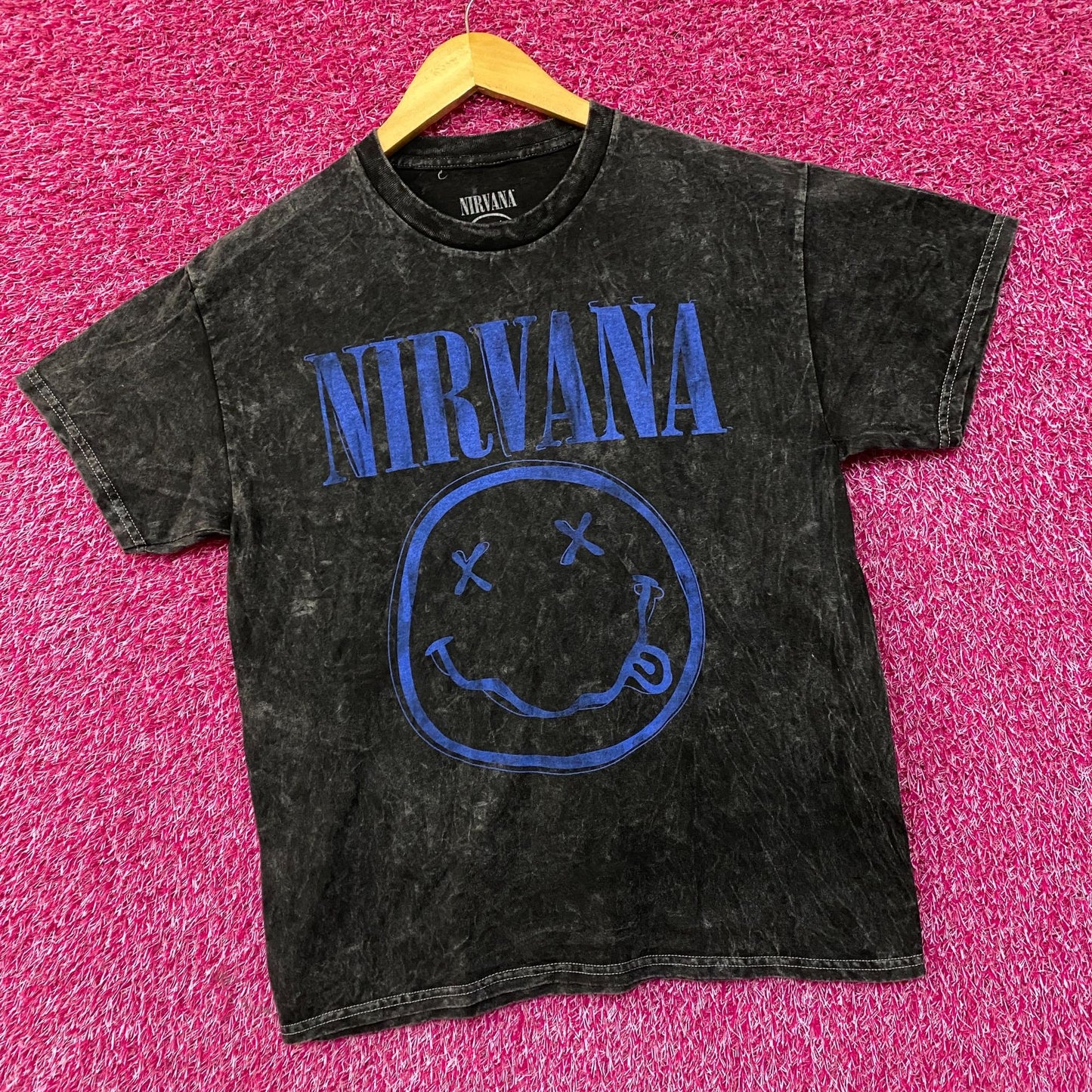 Nirvana Nevermind Album Dead Smiley Grunge Mineral Wash T-Shirt Medium