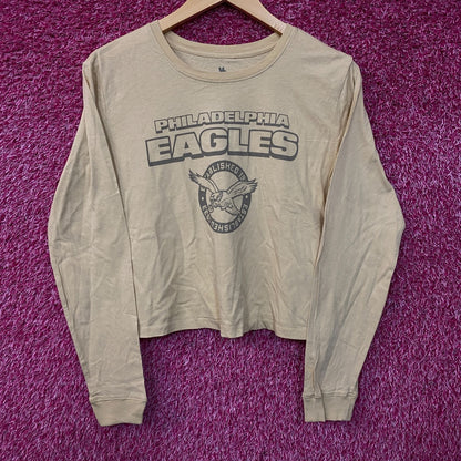 Junk Food Clothing Philadelphia Eagles Women's Brown Cropped Long-Sleeve Tee XS