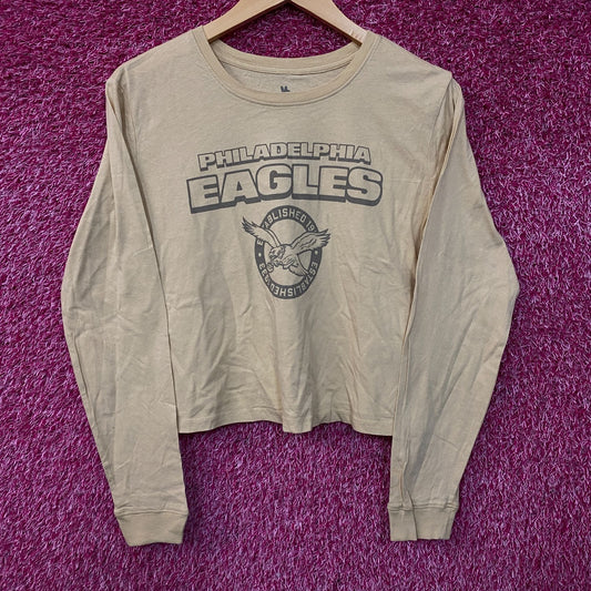 Junk Food Clothing Philadelphia Eagles Women's Brown Cropped Long-Sleeve Tee XS