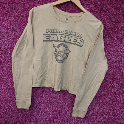 Junk Food Clothing Philadelphia Eagles Women's Brown Cropped Long-Sleeve Tee XS