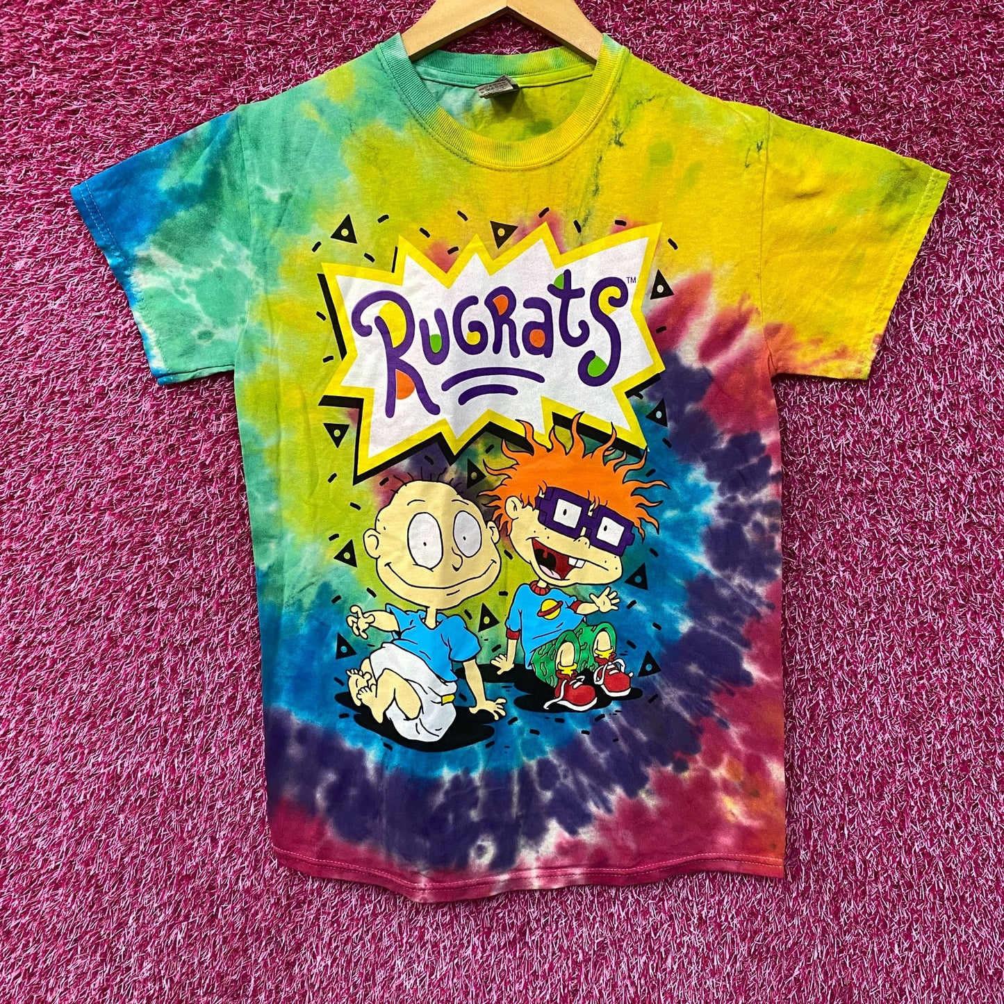 Nickelodeon Rugrats Tommy & Chucky Cartoon Tie Dye T-Shirt Small