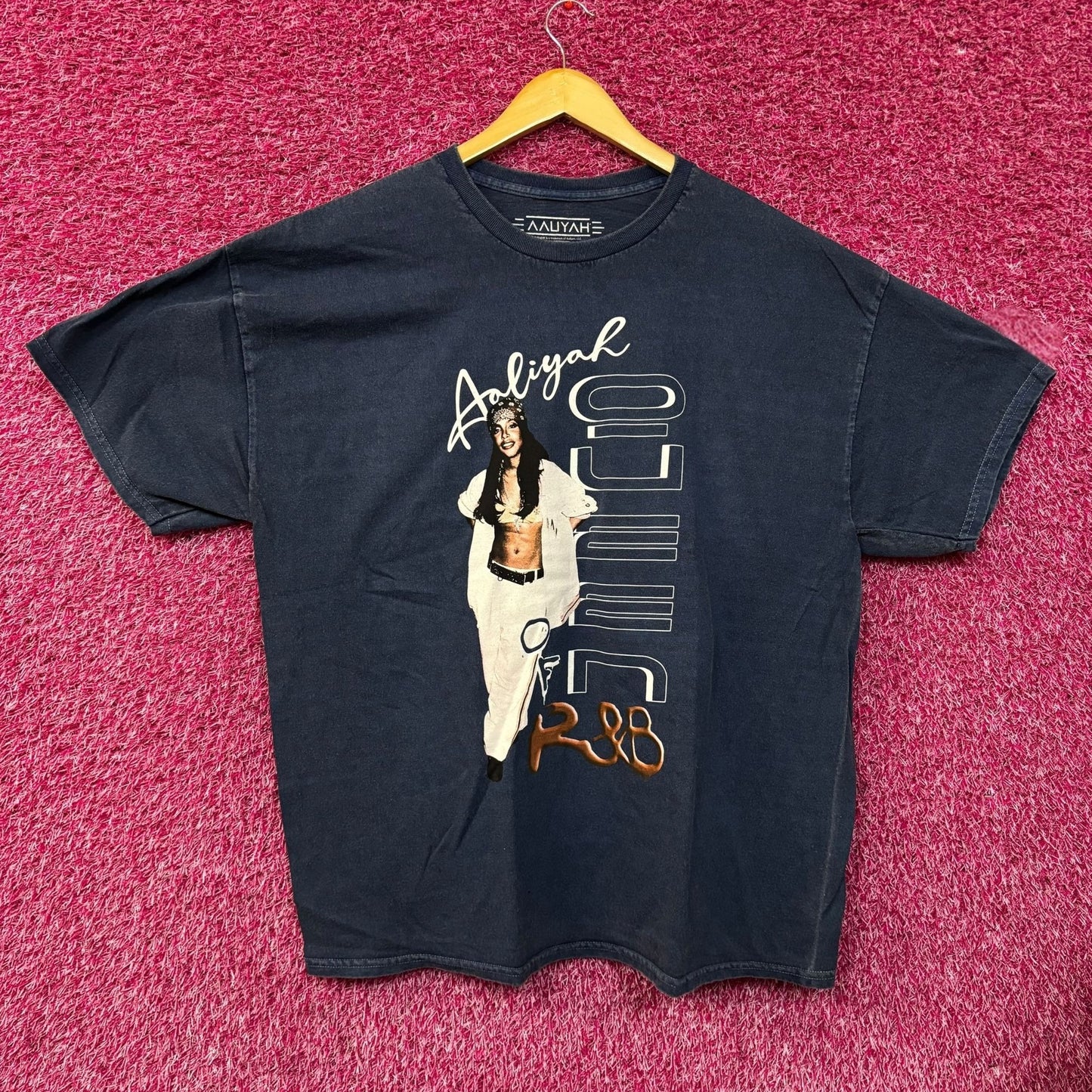 Aaliyah R&B Vintage-Style Washed Blue T-Shirt 2XL