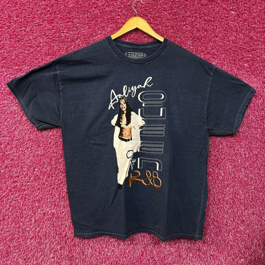 Aaliyah R&B Vintage-Style Washed Blue T-Shirt 2XL