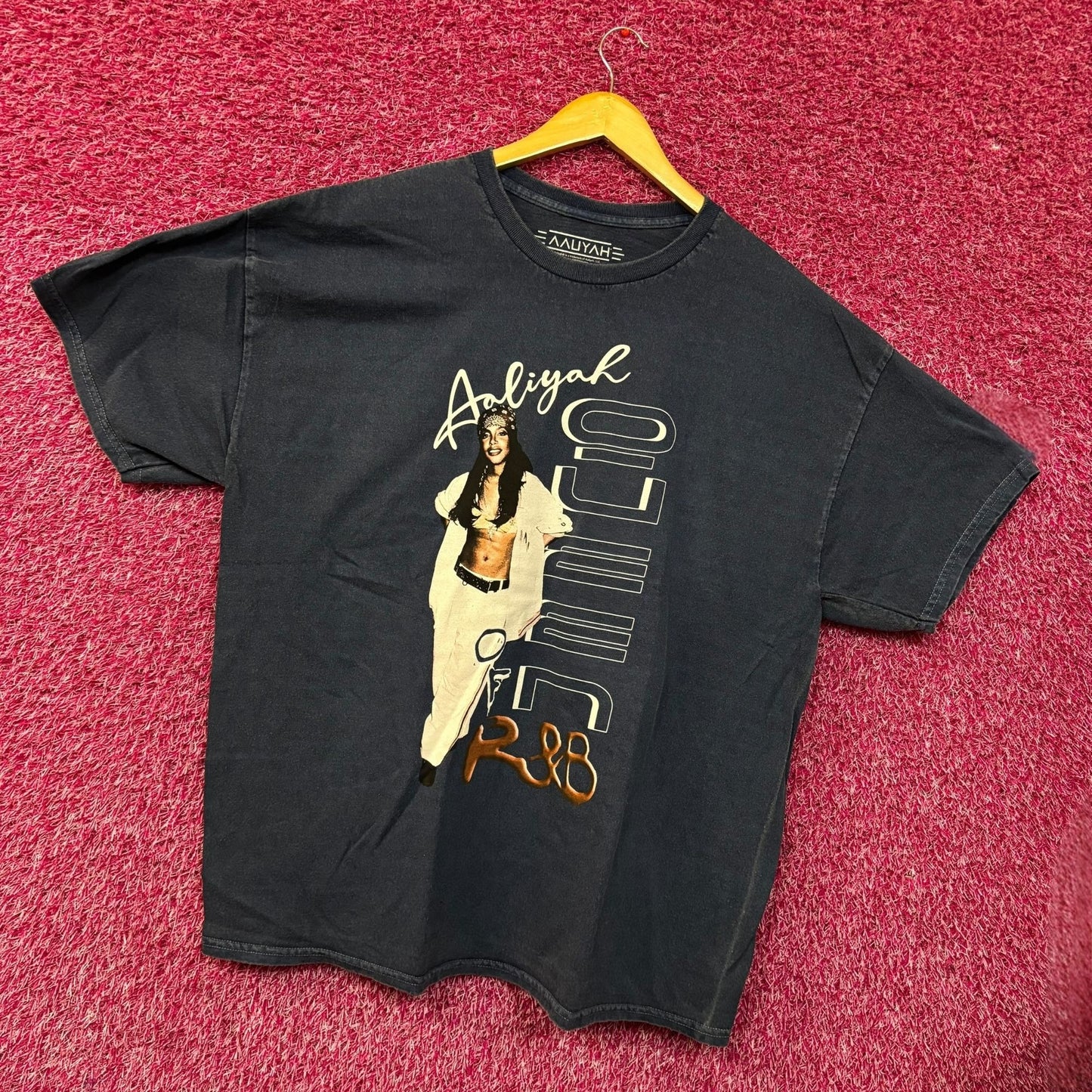 Aaliyah R&B Vintage-Style Washed Blue T-Shirt 2XL