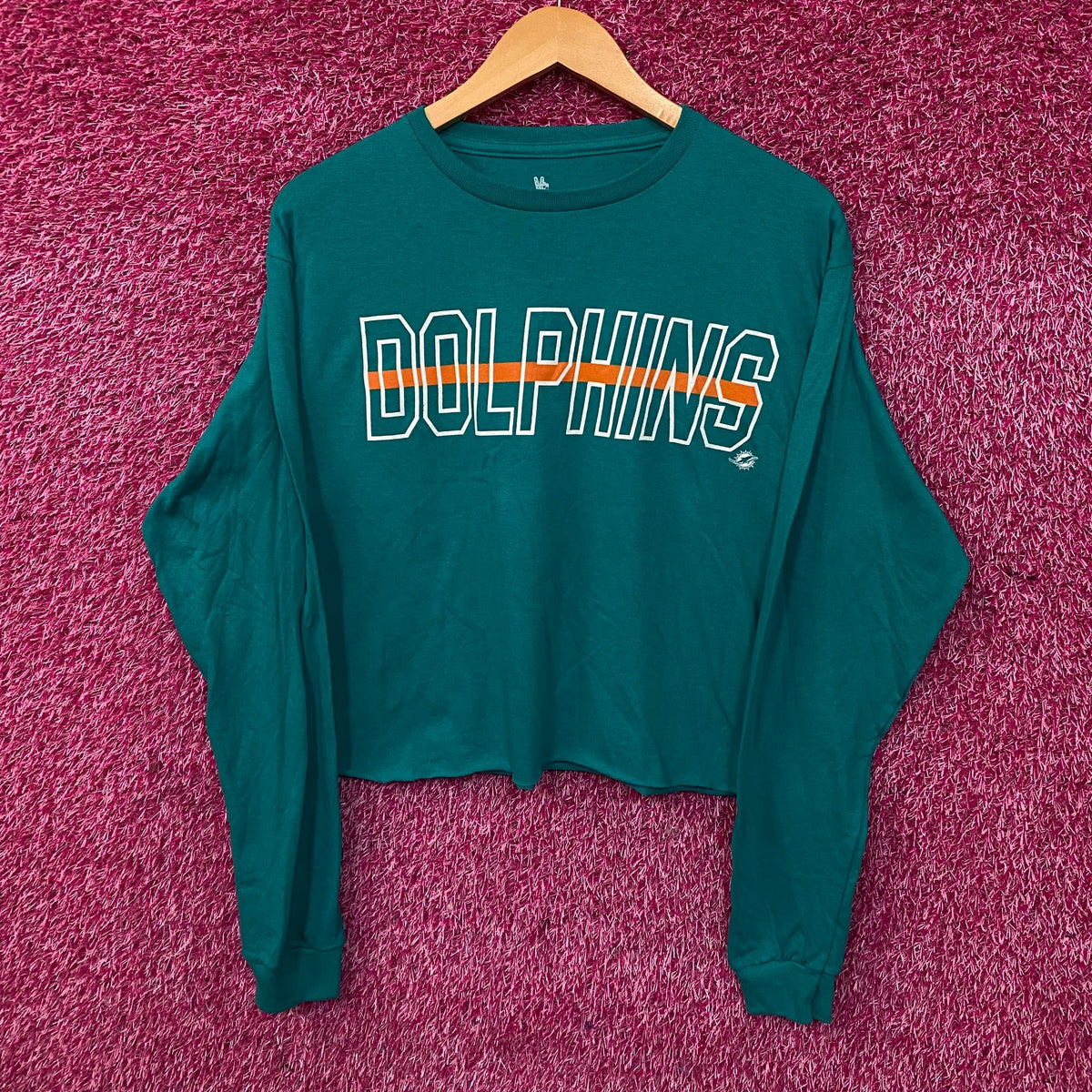 Junk Food Clothing Miami Dolphins Long Sleeve Crop Tee Medium