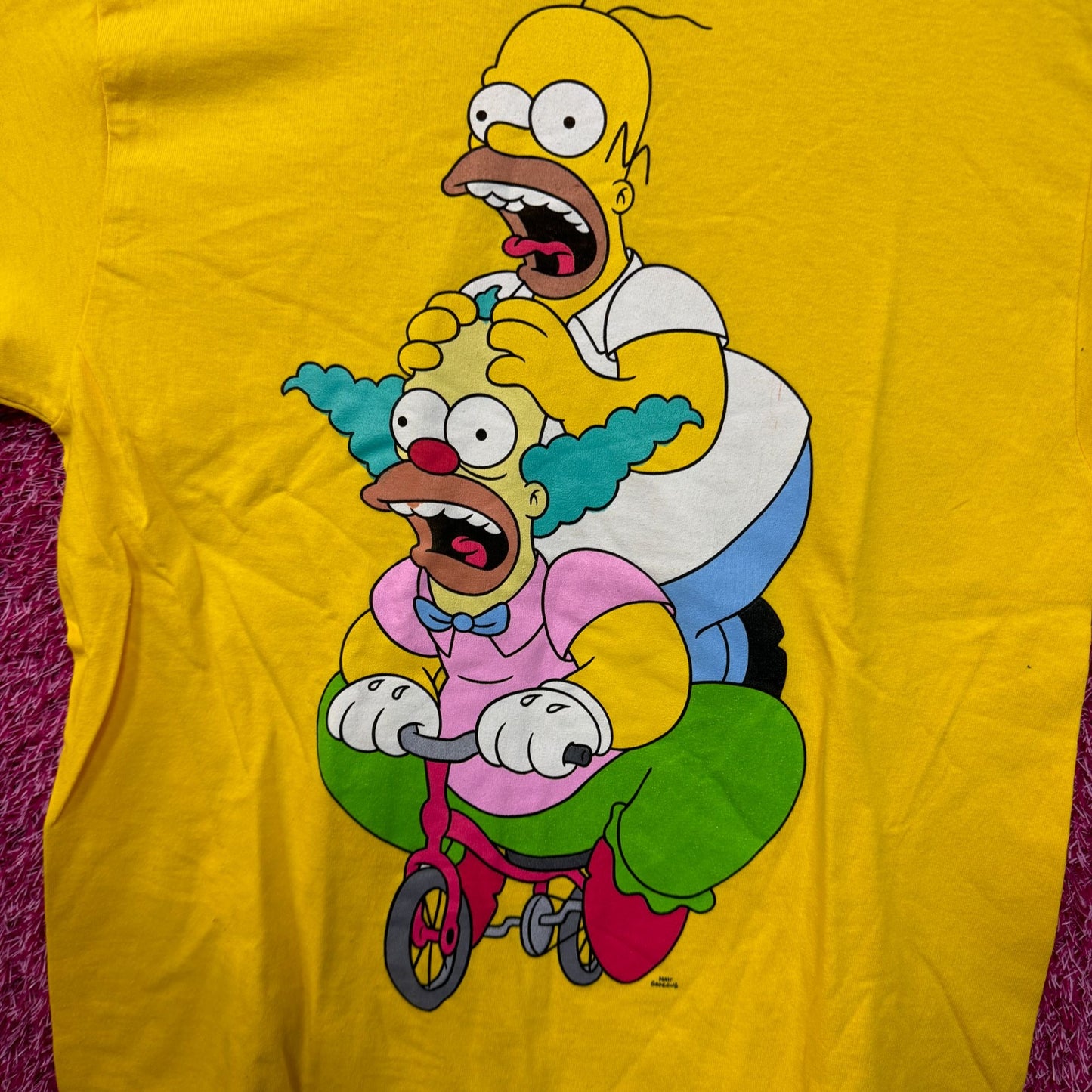 Homer & Krusty the Klown Tricycle The Simpsons Cartoon Tee M