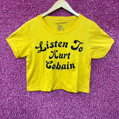 Nirvana Listen to Kurt Cobain Yellow Crop-top M