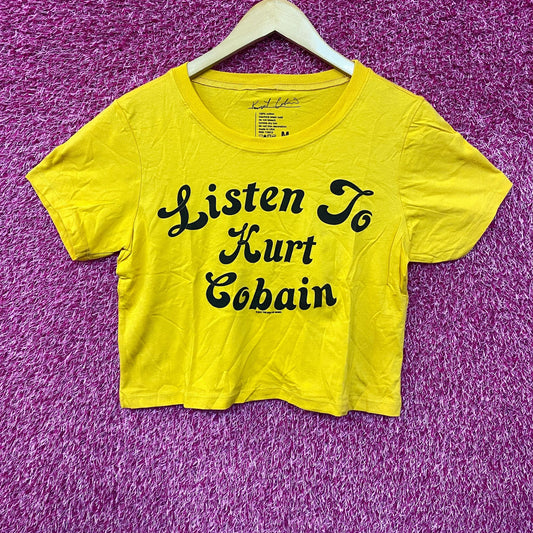 Nirvana Listen to Kurt Cobain Yellow Crop-top M