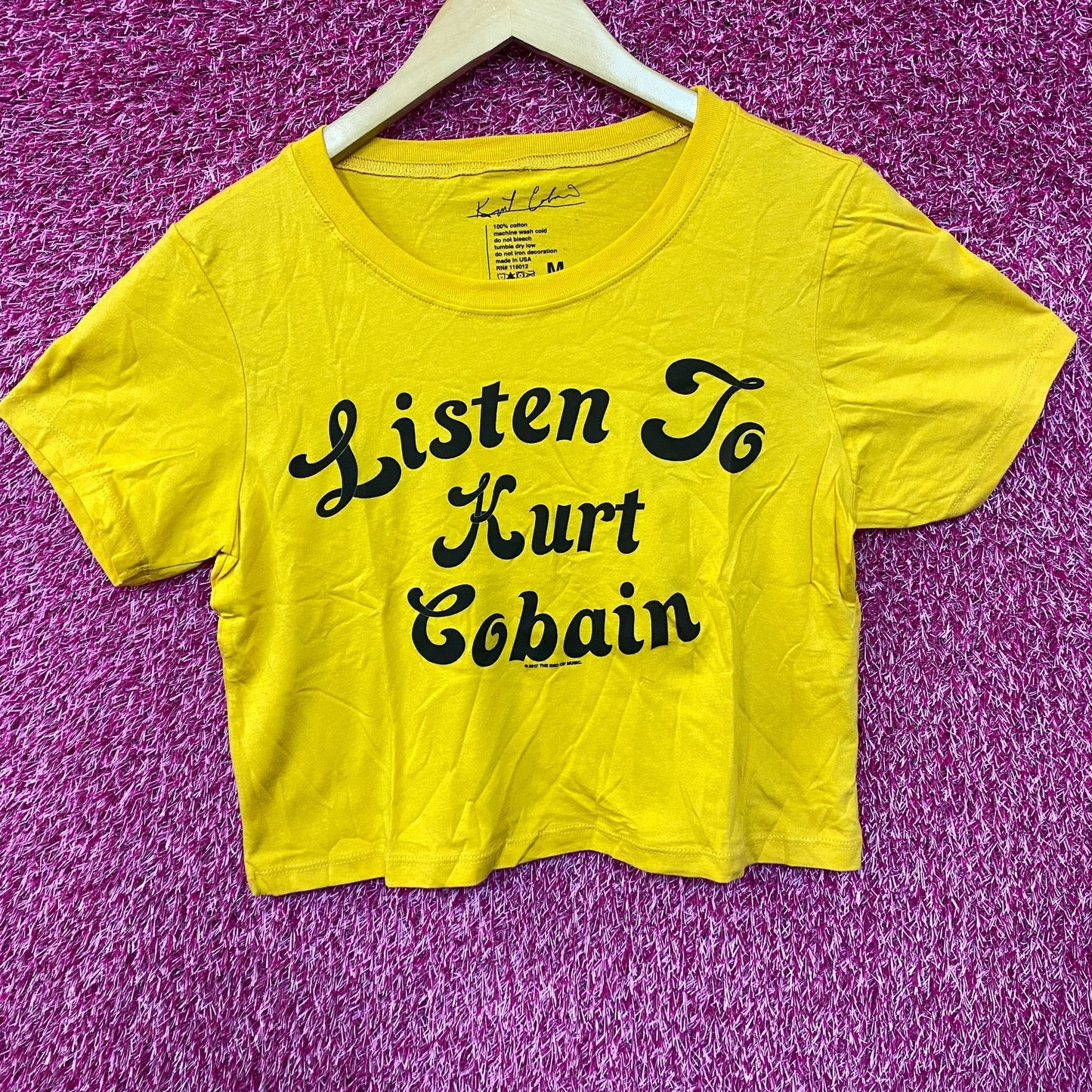 Nirvana Listen to Kurt Cobain Yellow Crop-top M