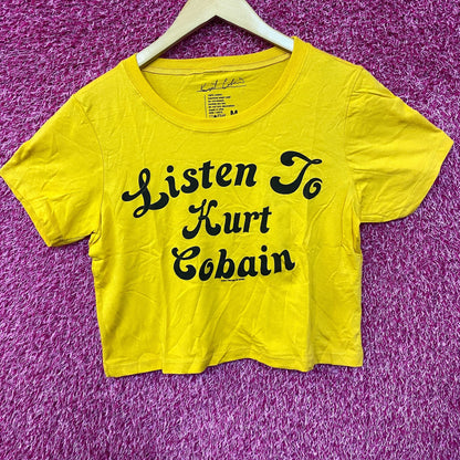 Nirvana Listen to Kurt Cobain Yellow Crop-top M