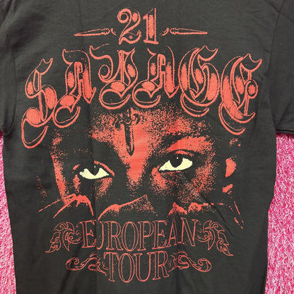 21 Savage European Tour Black T-Shirt Small