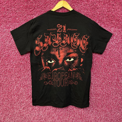 21 Savage European Tour Black T-Shirt Small