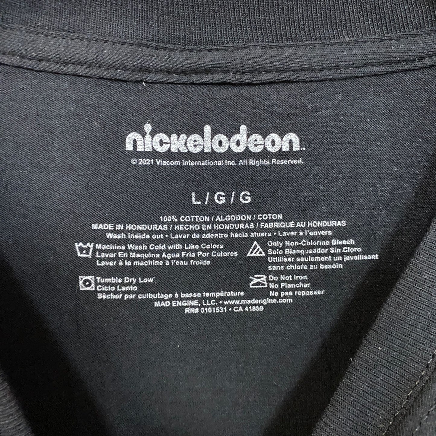 Nickelodeon Cartoon Characters Group Shot Graphic Black Tee Large