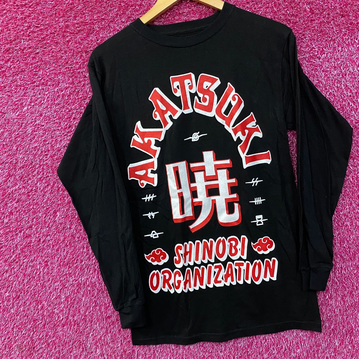 Naruto Shippuden Akatauki Shinobi Organization Long Sleeve T-Shirt Small