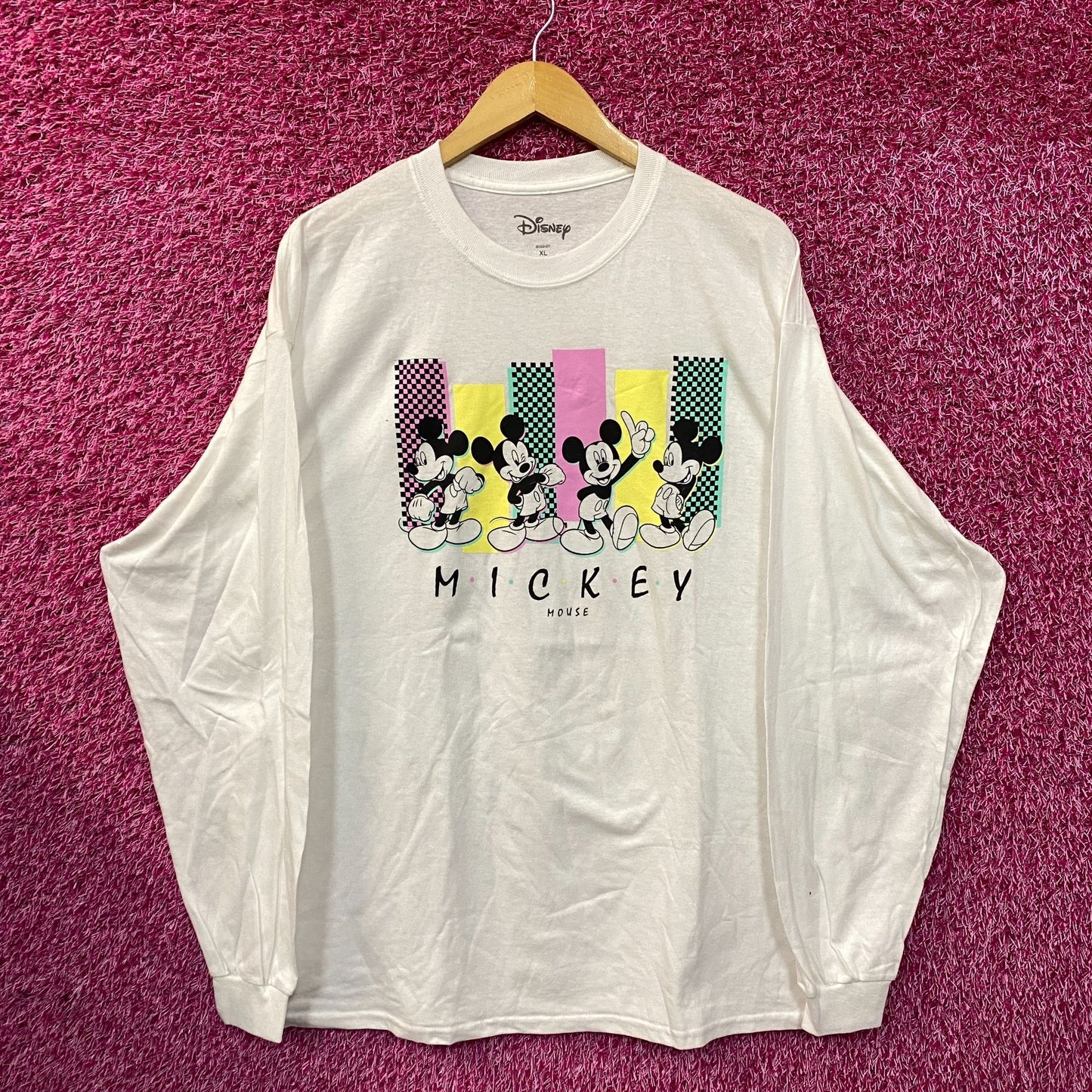Disney Mickey Mouse Poses White Long Sleeve T-Shirt XL