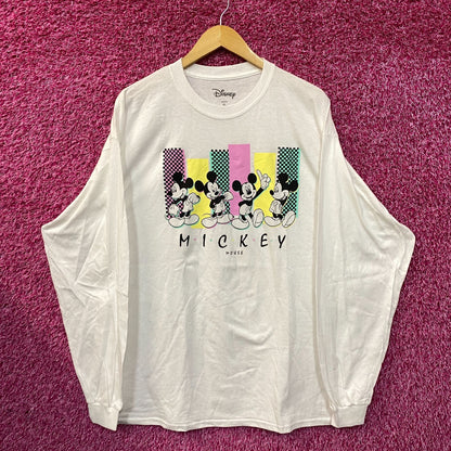 Disney Mickey Mouse Poses White Long Sleeve T-Shirt XL