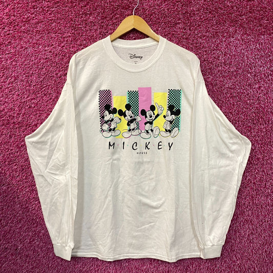 Disney Mickey Mouse Poses White Long Sleeve T-Shirt XL
