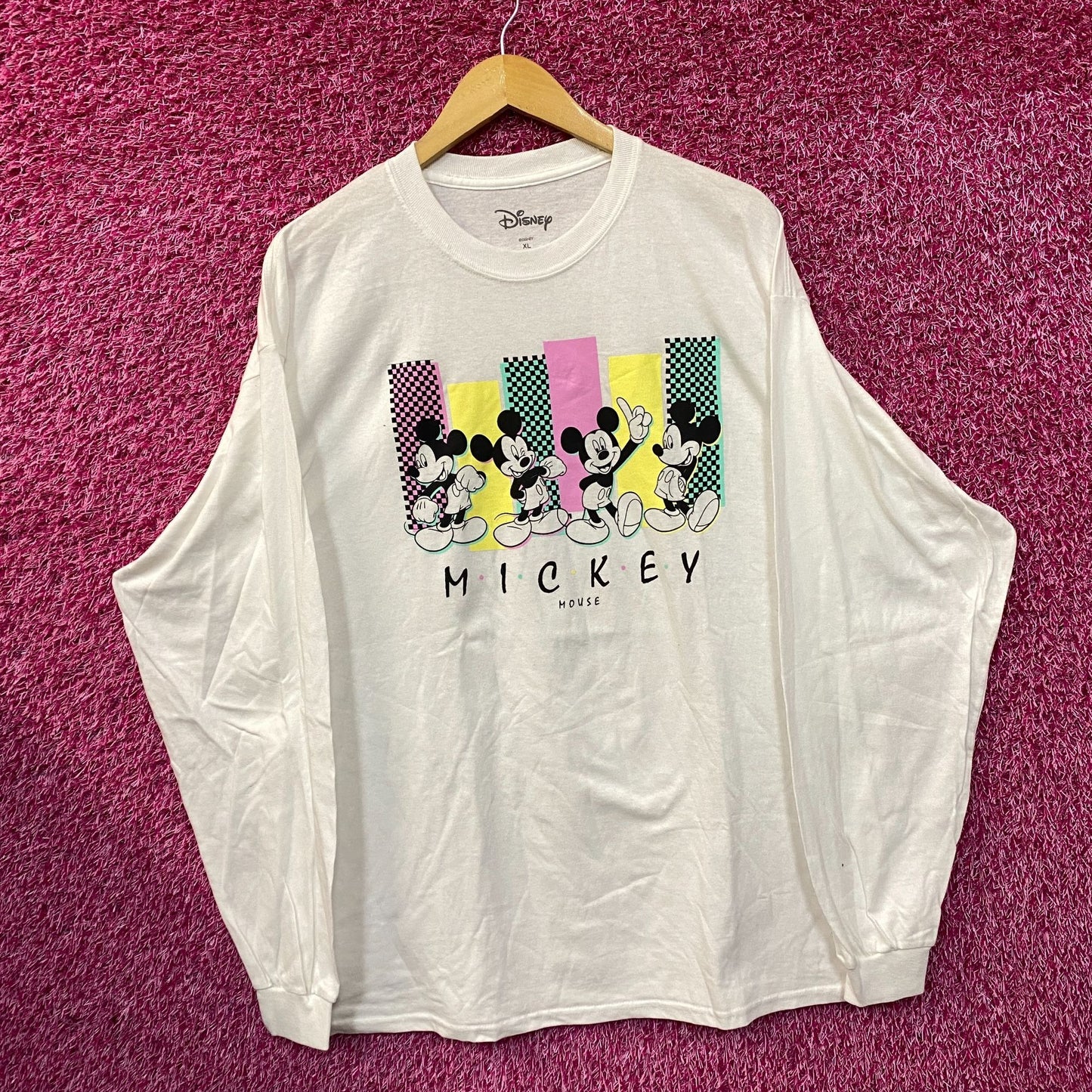Disney Mickey Mouse Poses White Long Sleeve T-Shirt XL