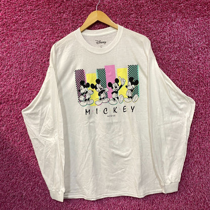 Disney Mickey Mouse Poses White Long Sleeve T-Shirt XL