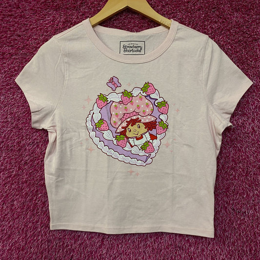 Strawberry Shortcake Heart Cake Glitter Women's Baby Tee XL