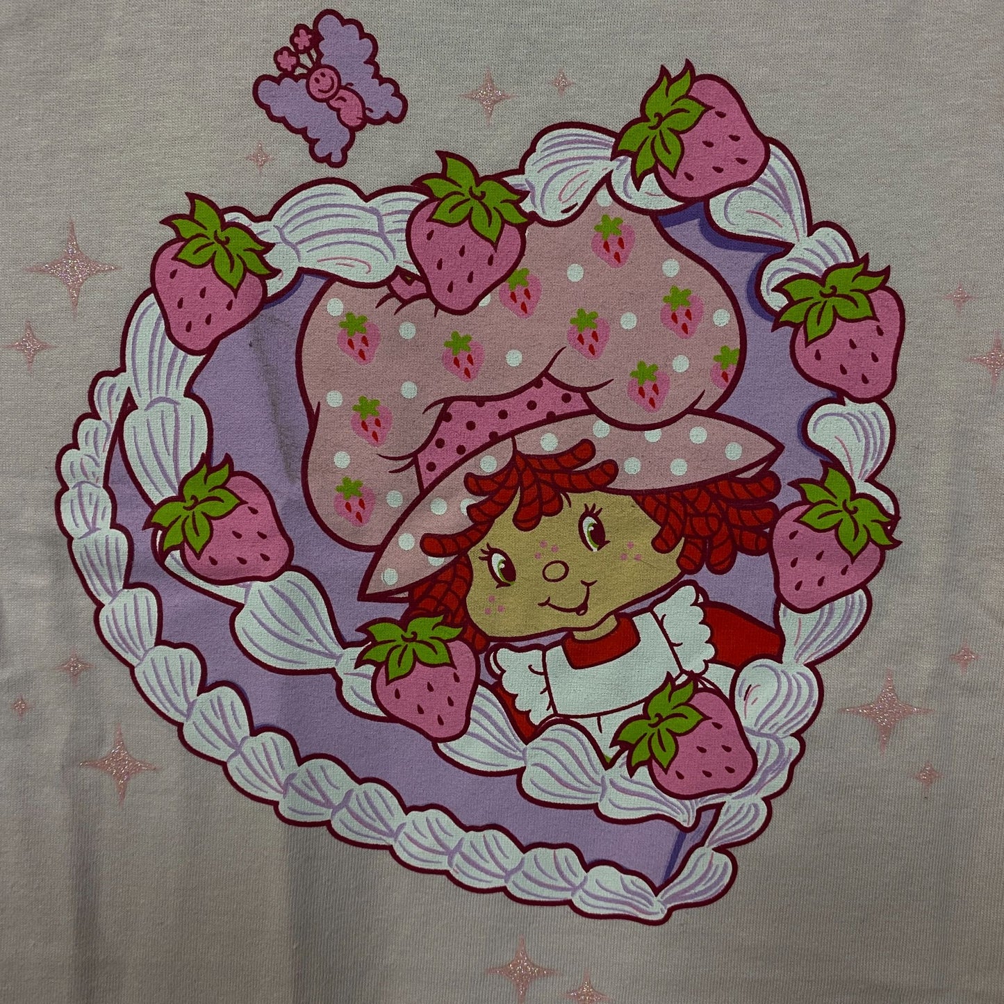 Strawberry Shortcake Heart Cake Glitter Women's Baby Tee XL