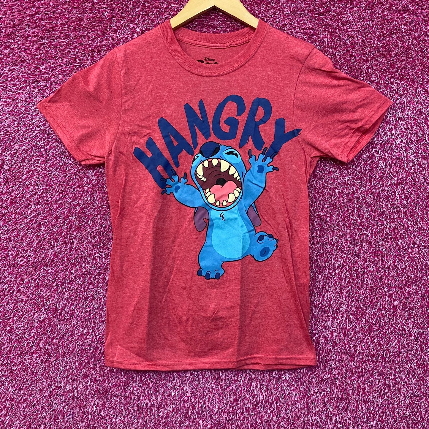 Disney Lilo & Stitch Hangry Stitch Animated Movie Red T-Shirt Small