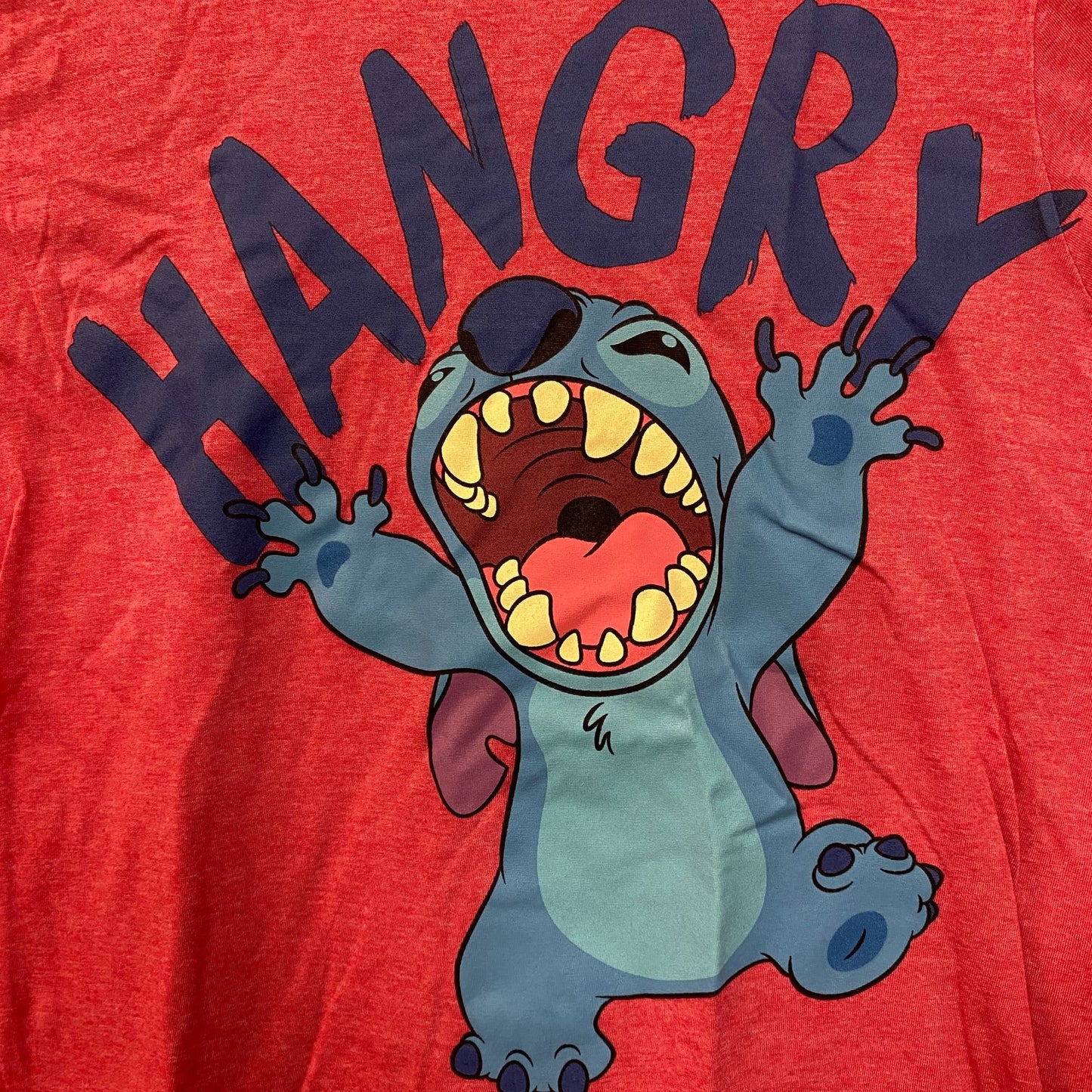 Disney Lilo & Stitch Hangry Stitch Animated Movie Red T-Shirt Small