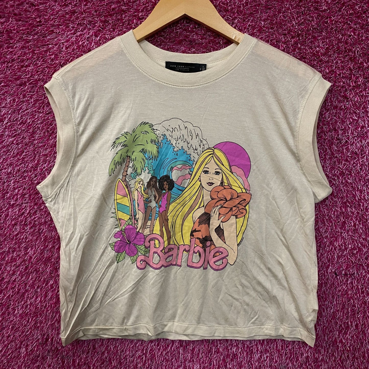 Junk Food Clothing Women's Barbie Malibu Vintage Style Tissue Tank Top Medium