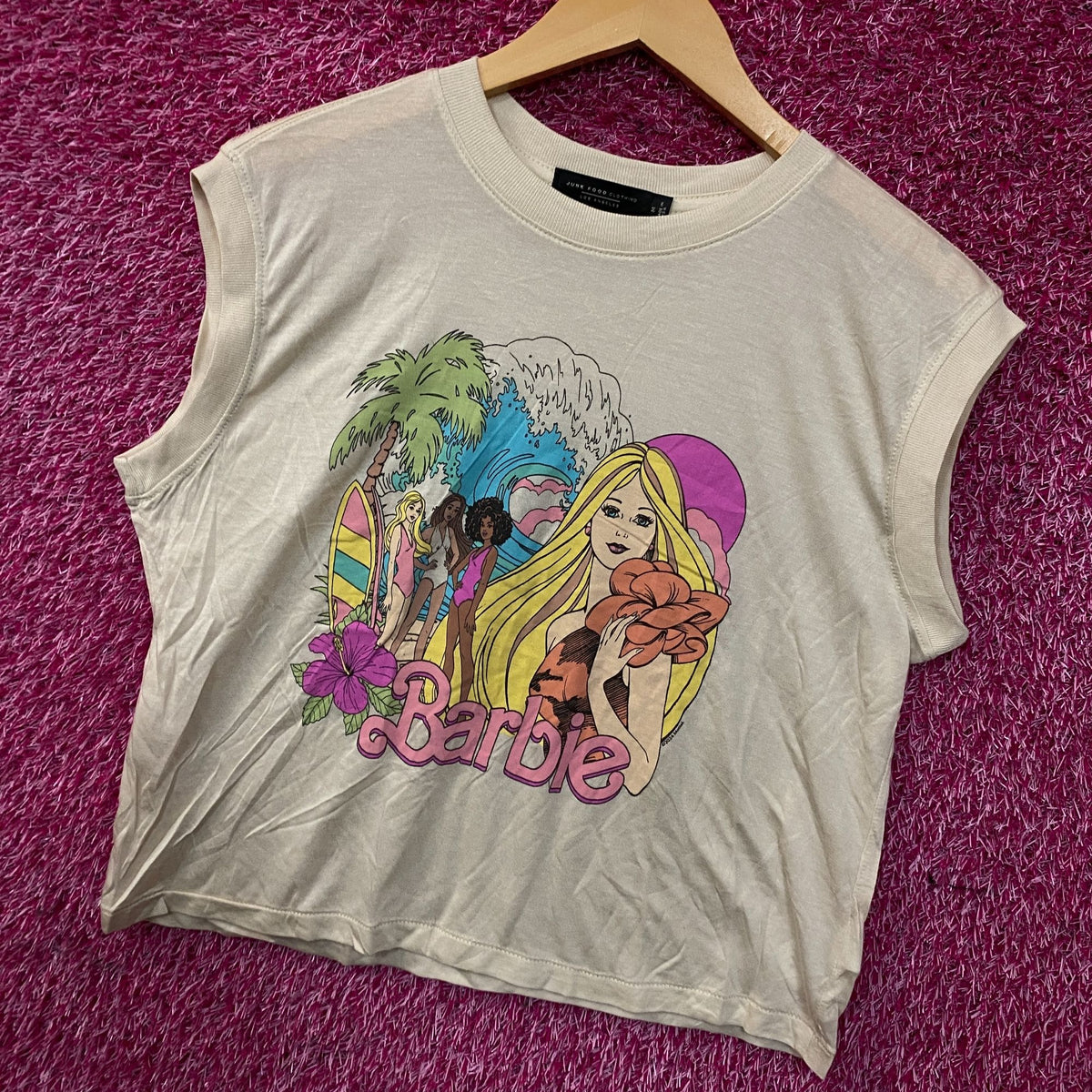 Junk Food Clothing Women's Barbie Malibu Vintage Style Tissue Tank Top Medium