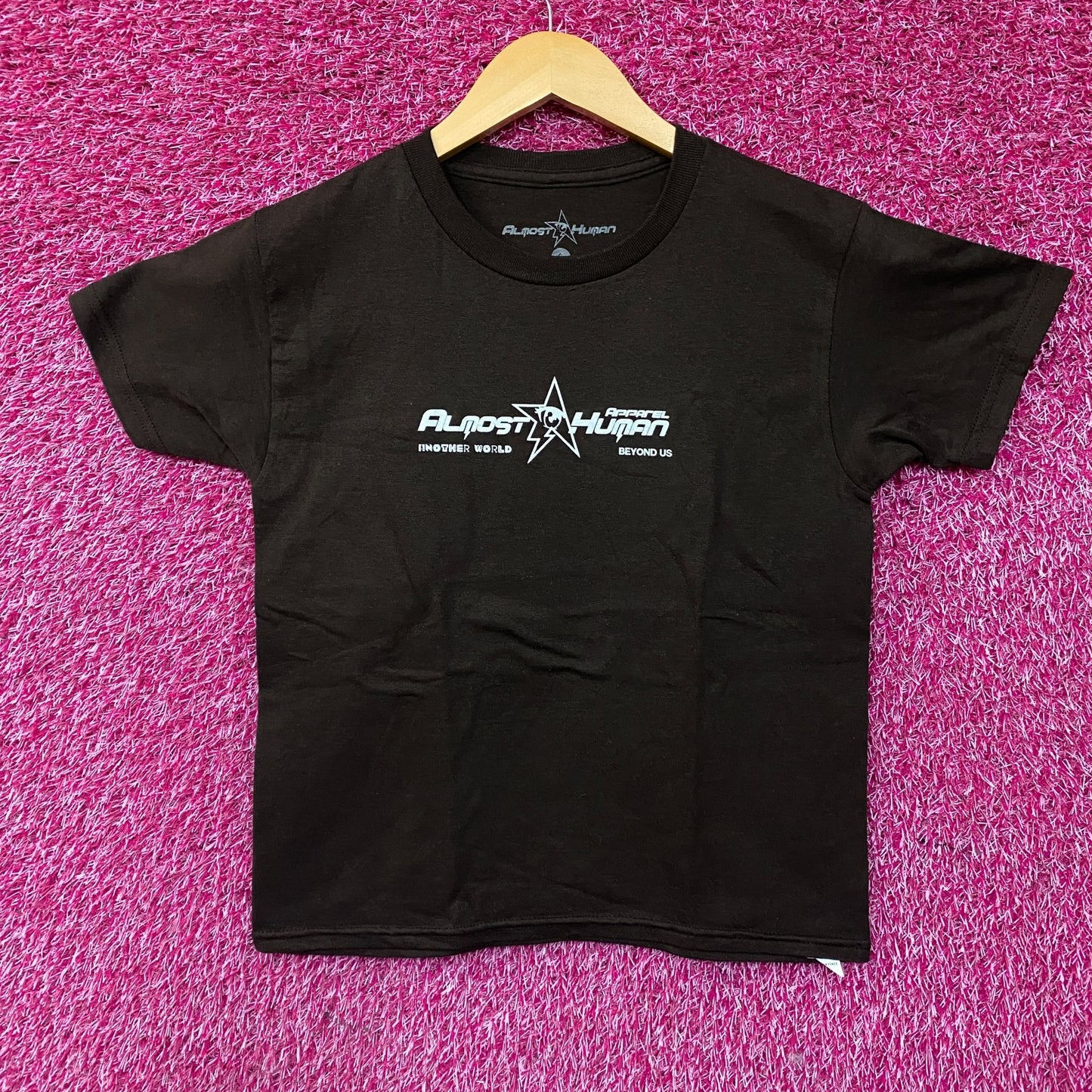 Almost Human Pink World Apparel Graphic T-Shirt Small