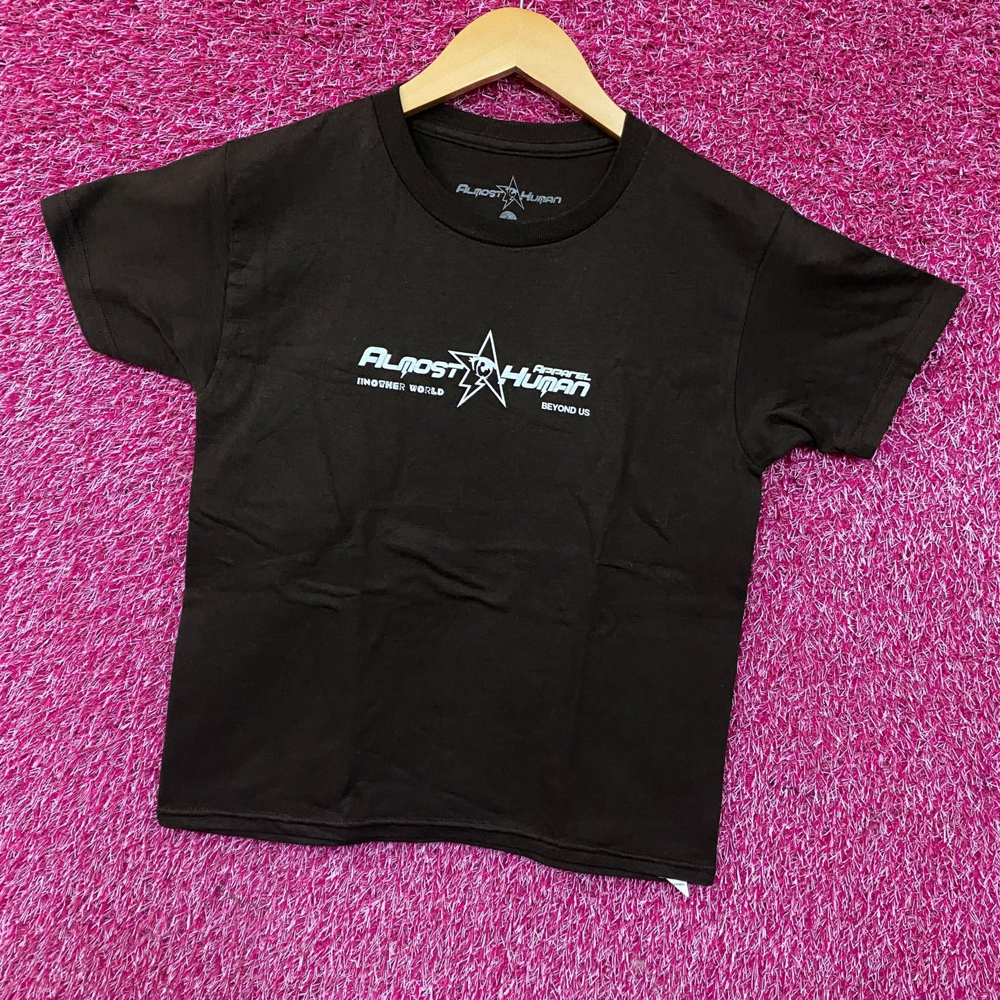 Almost Human Pink World Apparel Graphic T-Shirt Small