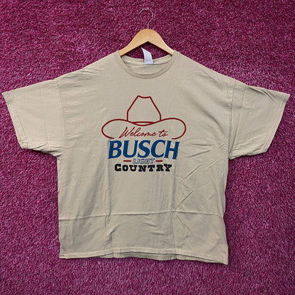 Welcome to Busch Light Country Cowboy Hat Beige T-Shirt Large