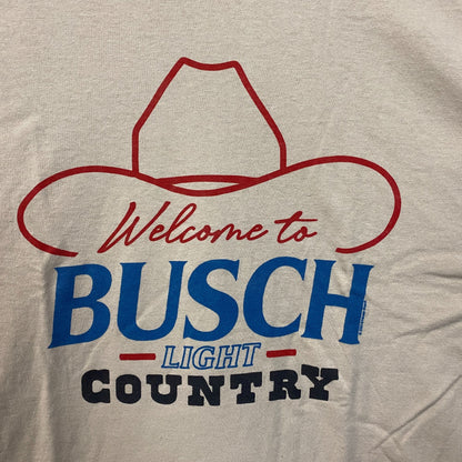 Welcome to Busch Light Country Cowboy Hat Beige T-Shirt Large