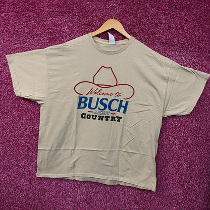 Welcome to Busch Light Country Cowboy Hat Beige T-Shirt Large
