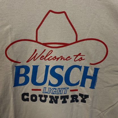Welcome to Busch Light Country Cowboy Hat Beige T-Shirt Large