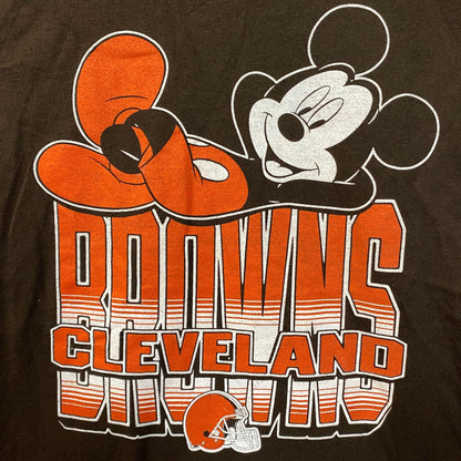 Junk Food x NFL Disney Mickey Mouse Kick Back Browns Cleveland Brown Shirt XS